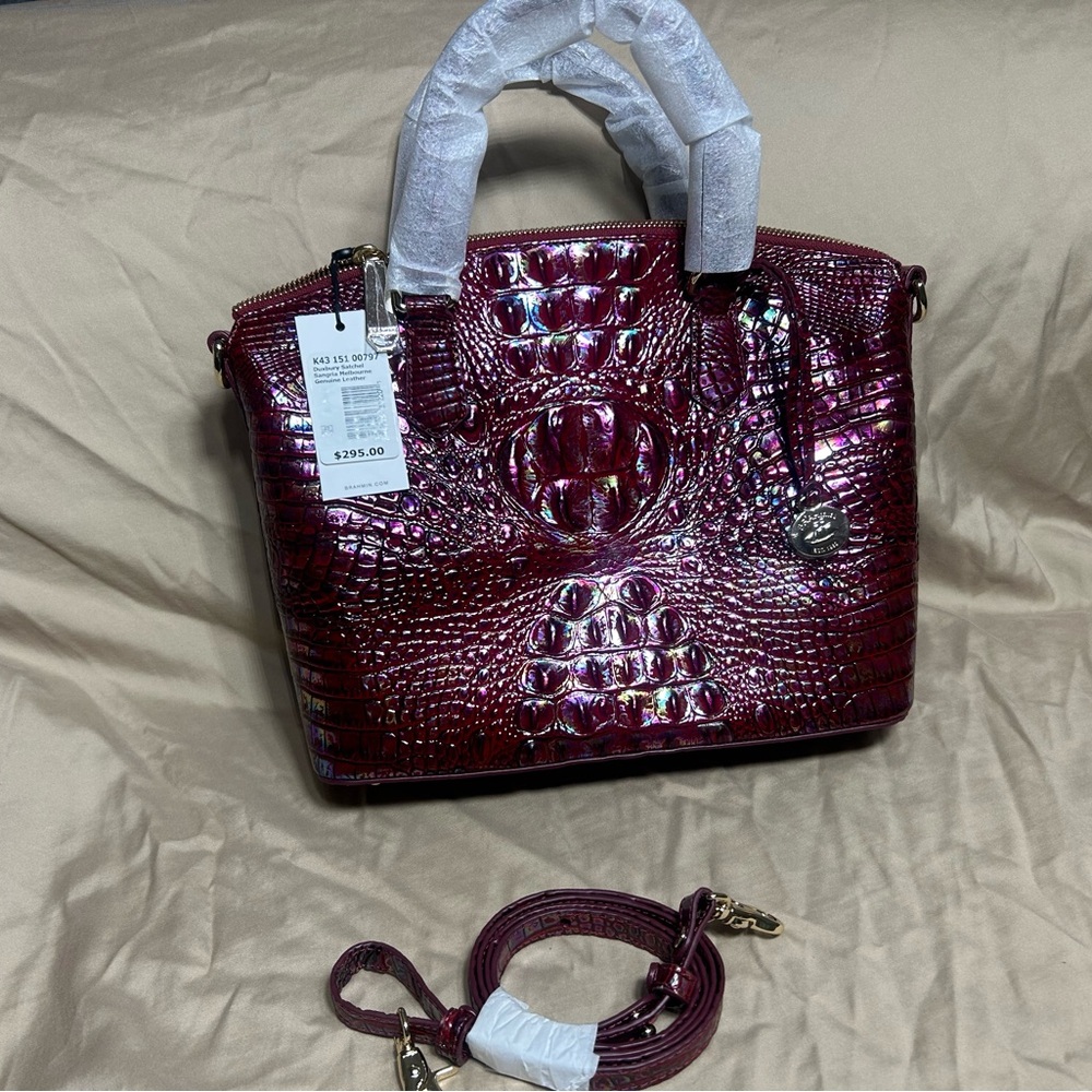 Brahmin Shimmering Burgundy Satchel
